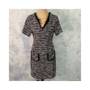 Connected Apparel Textured Pocket Shift Short Sleeve Dress size 10